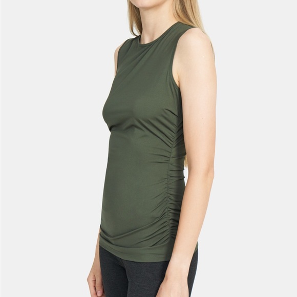 Theory green ruched travel jersey tank top - Picture 2 of 10
